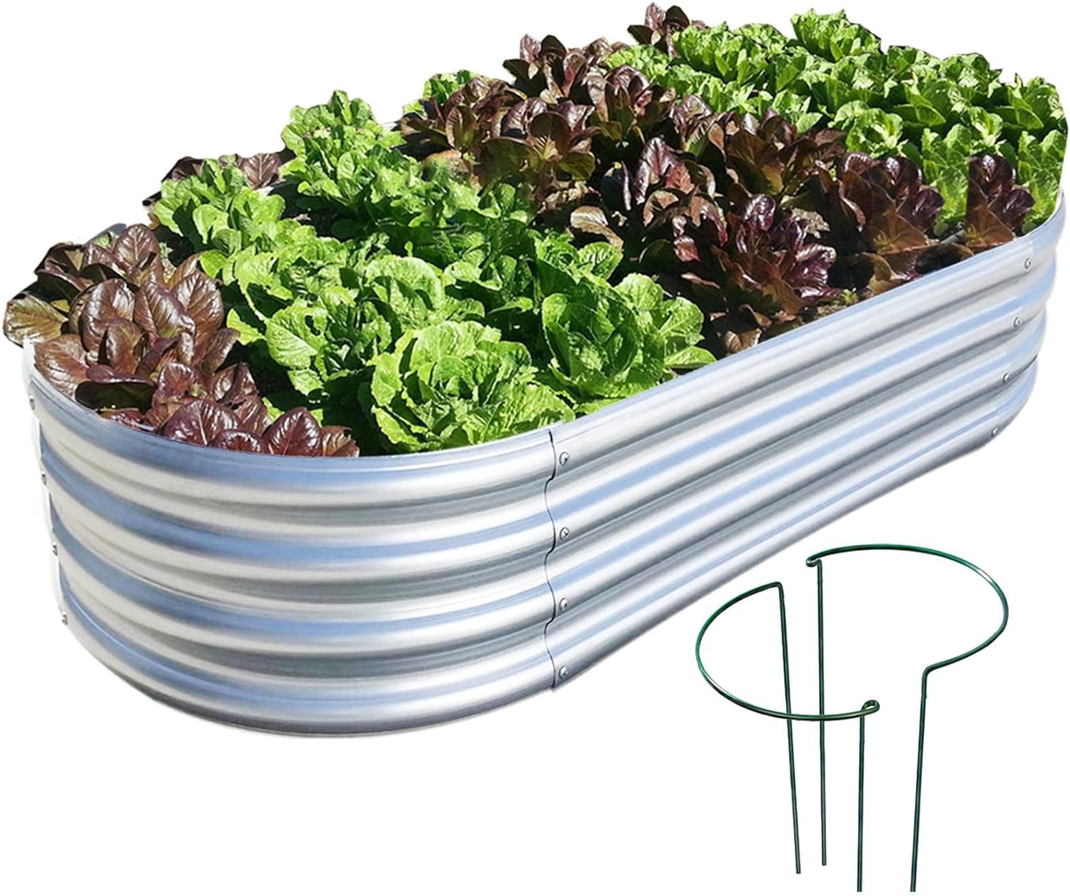 Galvanized Raised Garden Bed, 5×3×1ft Raised Garden Boxes, Oval Outdoor Galvanized Garden Bed Galvanized Raised Garden Bed, 5×3×1ft Raised Garden Boxes, Oval Outdoor Galvanized Garden Bed