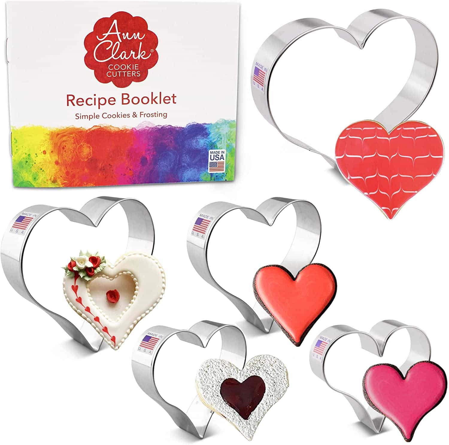 Ann Clark Cookie Cutters Hearts Cookie Cutter Set 5-pcs. with Recipe Booklet Ann Clark Cookie Cutters Hearts Cookie Cutter Set 5-pcs. with Recipe Booklet