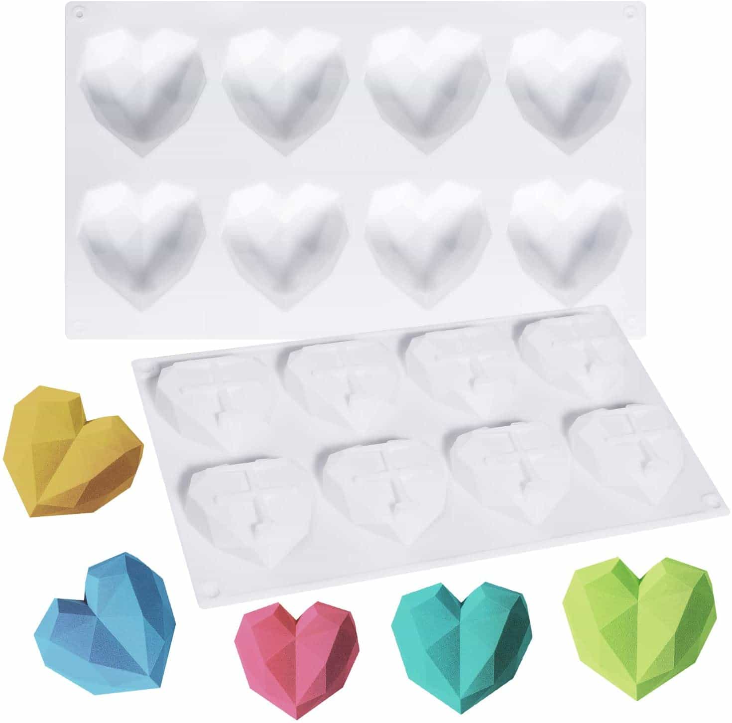Silicone Heart Diamond Shaped Cake Mold Tray for Baking Chocolate Fondant Wedding Engagement Valentines Day Silicone Heart Diamond Shaped Cake Mold Tray for Baking Chocolate Fondant Wedding Engagement Valentines Day