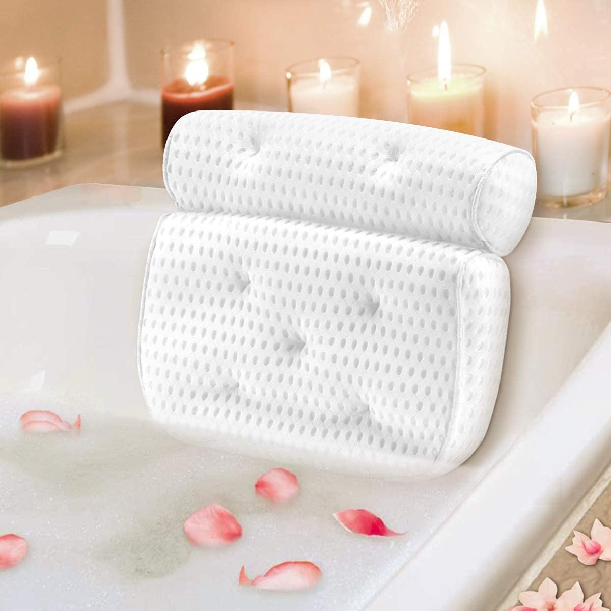 Mosuch Bath Pillow for Head Neck and Shoulder Support Luxury Spa Bathtub Pillow