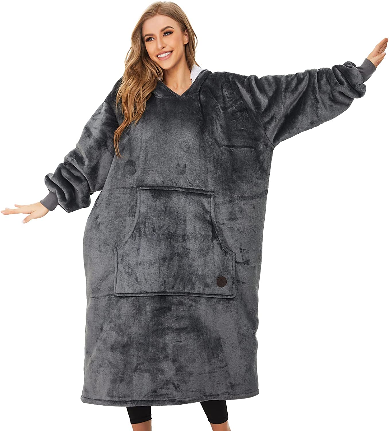 THREE POODLE Wearable Oversized Hooded Blanket with Big Pocket