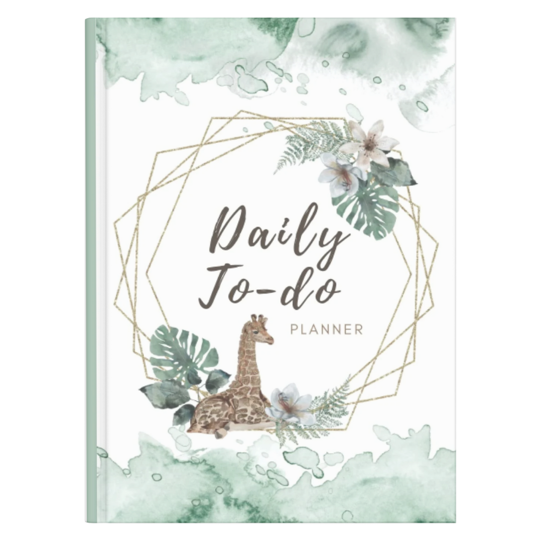 Modern Green Tropical Daily To-Do Checklist, Priorities, Meals and notes Planner