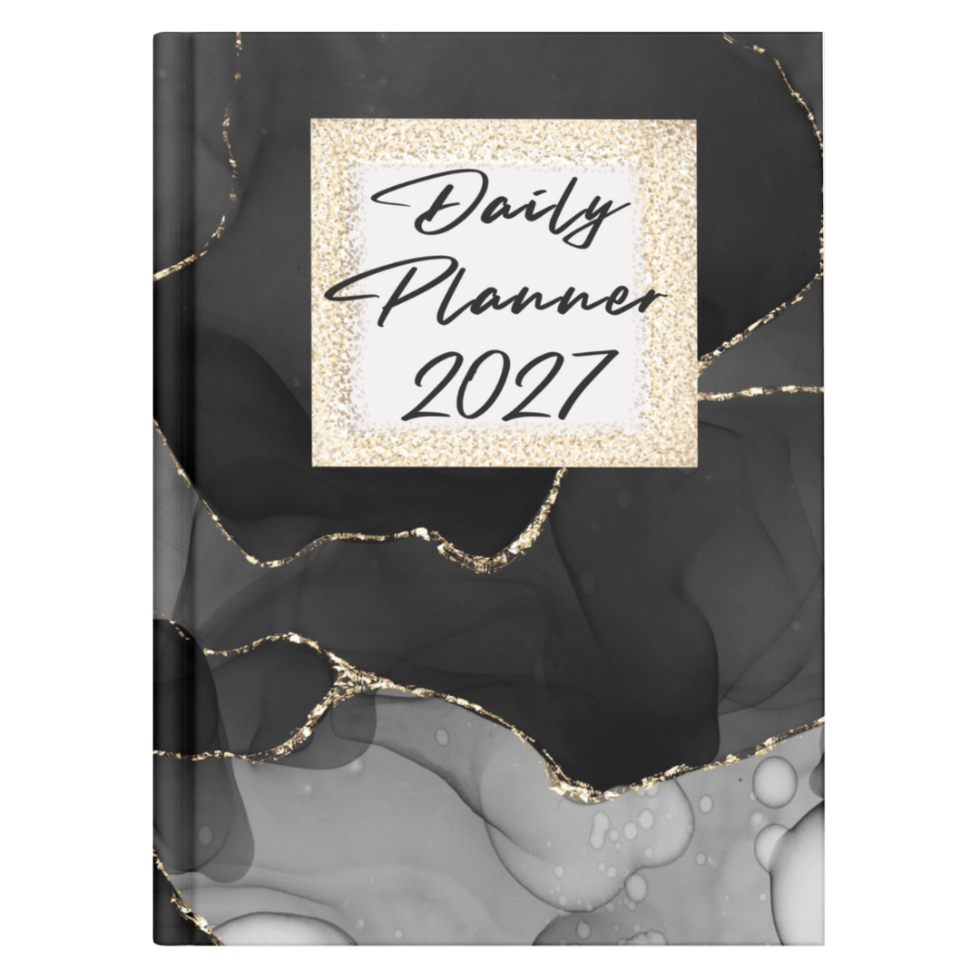 2027 Black Gold Marble Daily Planner