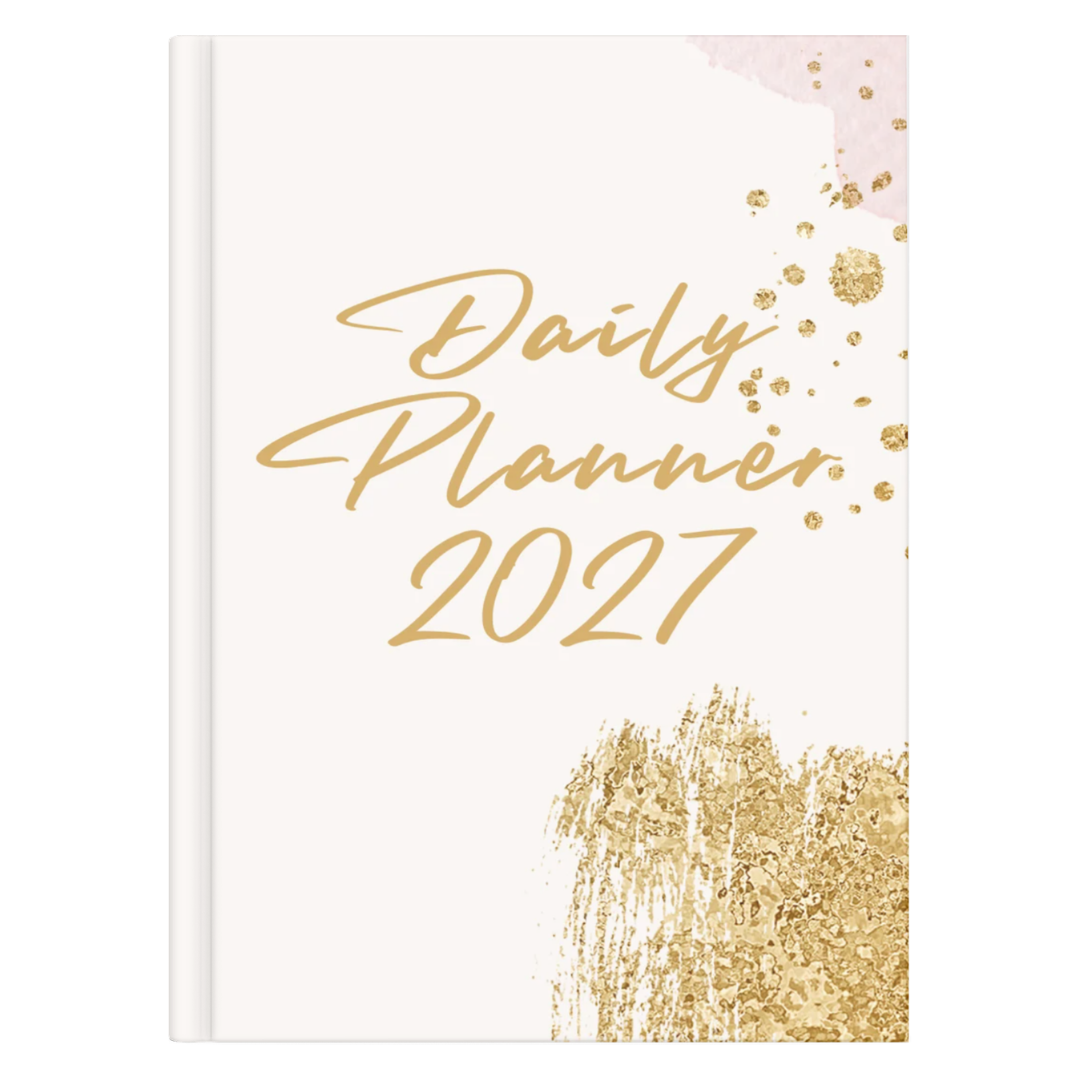 2027 Pink & Gold Daily Planner 369 pages 6x9